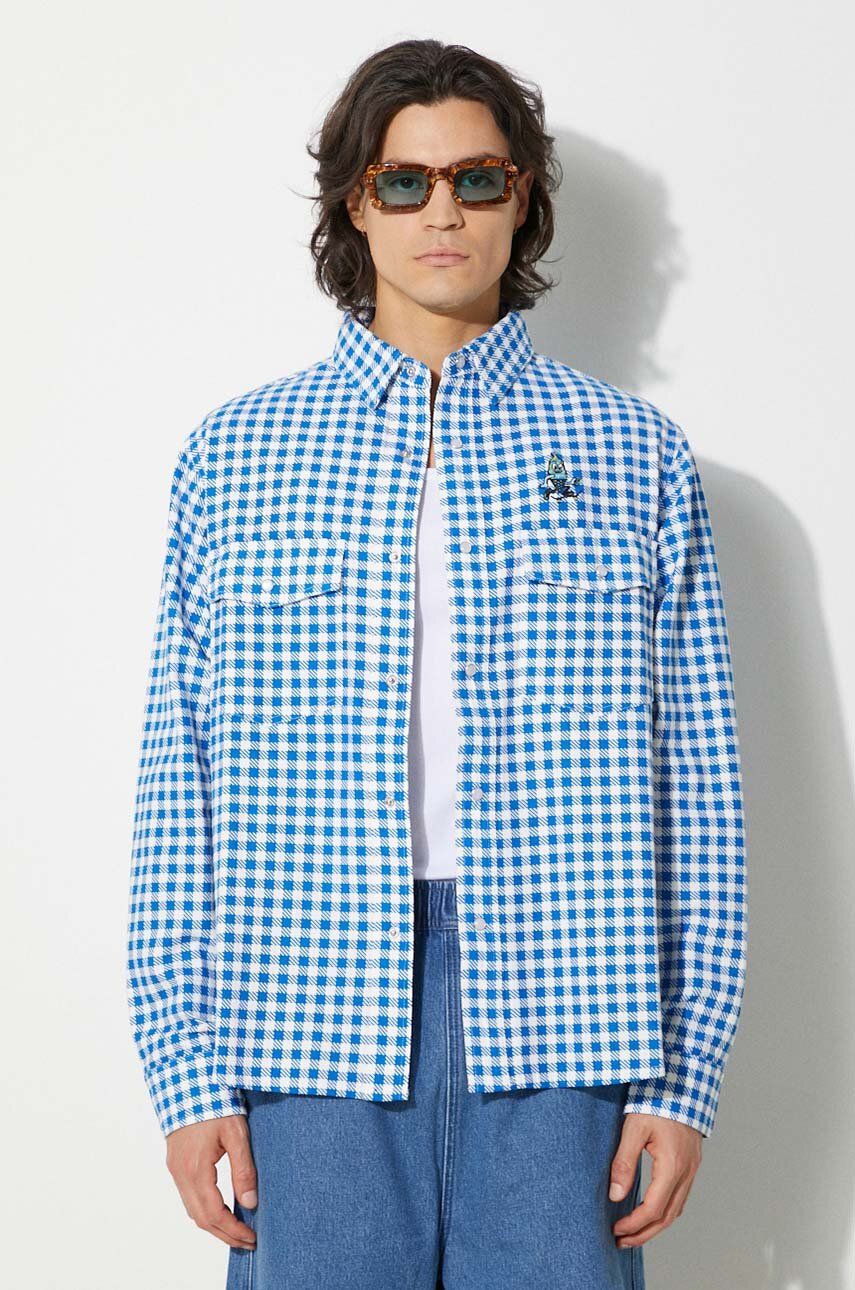 Košeľa BBC IceCream ICECREAM Relaxed Fit Longsleeve Printed Check Shirt Modrá | IC24222, 0