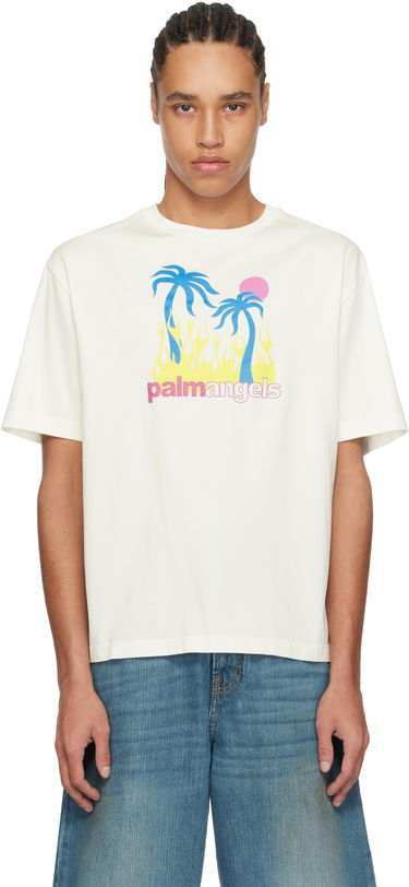 Tričko Palm Angels Palm Angels Burning Oasi Graphic T-Shirt Biela | PMAA089S25JER0020384, 0