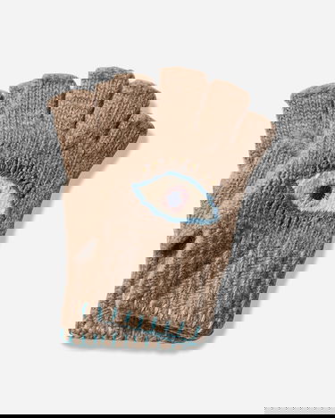 Rukavice KAPITAL Wool Folktale Fingerless Gloves with Embroidered Eye Rôznofarebný | K2411XG554 GRAYBEIGE, 1