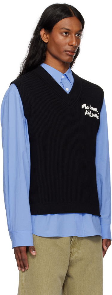 Sveter MAISON KITSUNÉ Maison Kitsuné Handwriting Ribbed Vest Čierna | OM00810KT1126, 1