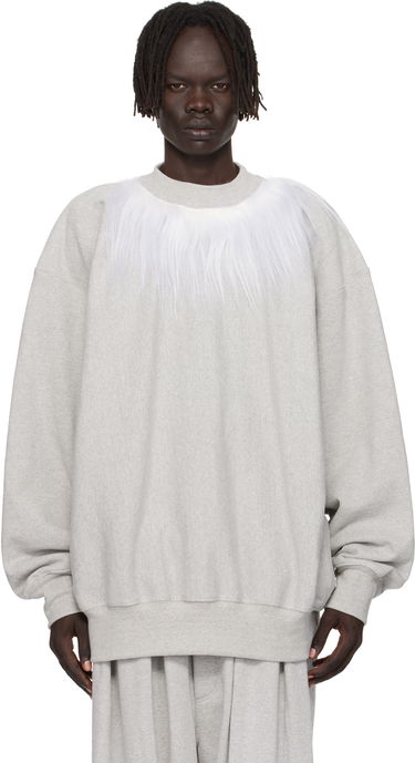 Mikina HED MAYNER Hed Mayner Fur Trim Sweatshirt Šedá | HMMB72006P-HB211, 0