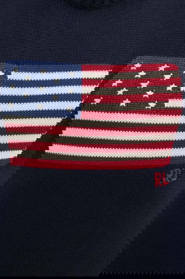 Sveter Polo by Ralph Lauren Cotton Crew Neck American Flag Sweater Navy | 710718281, 4