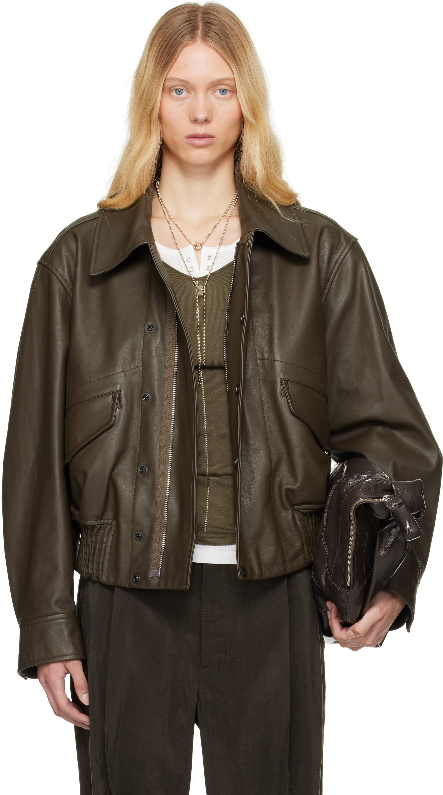 Bomber bunda LEMAIRE Lemaire Soft Nappa Leather Jacket Zelené | OW1135 LL0095, 0