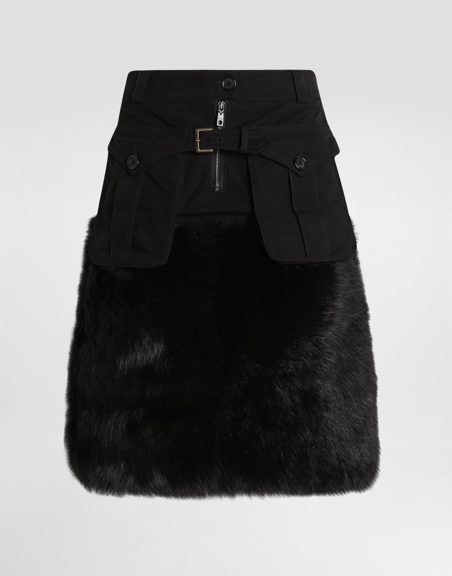 Sukňa Dolce & Gabbana Dolce & Gabbana Fur Trim Midi Skirt Čierna | F4DAWFGDDIHN0000, 0