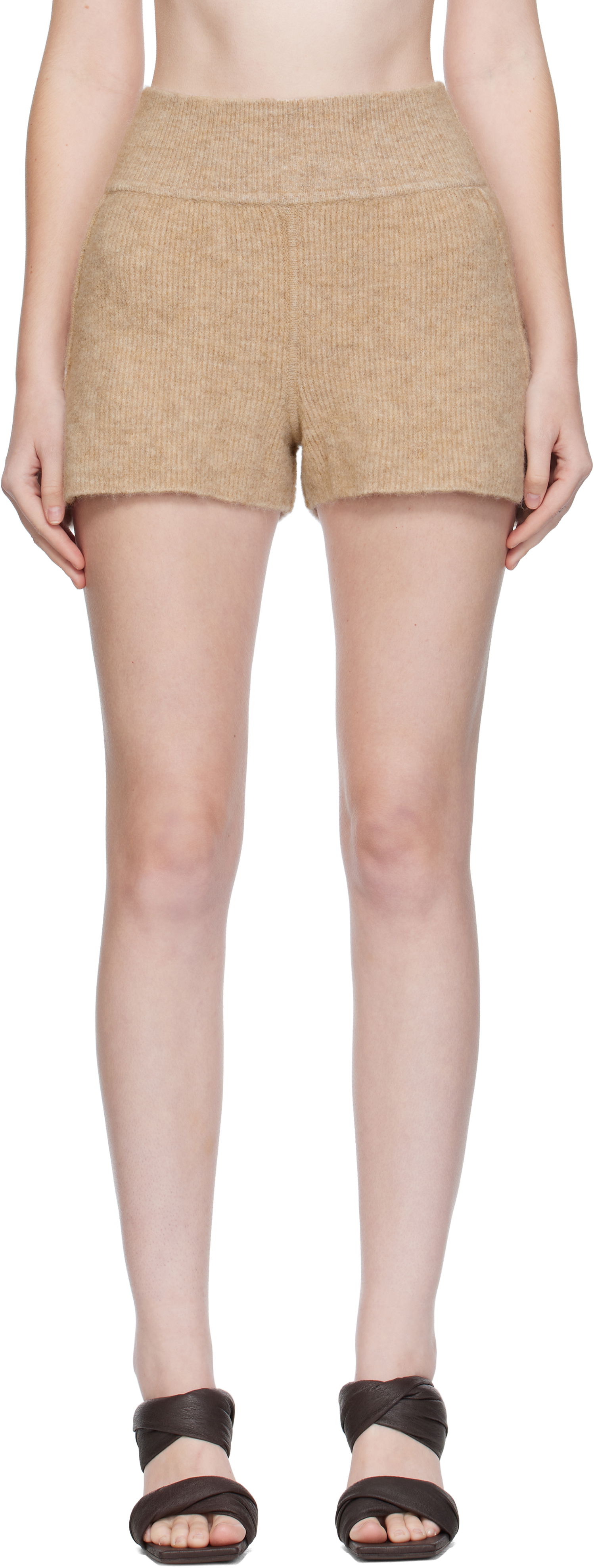 Šortky Rick Owens Rick Owens Alpaca Knit Shorts Béžová | RP02E4698 KWP, 0