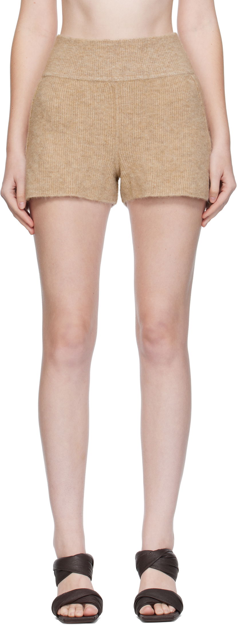 Šortky Rick Owens Rick Owens Alpaca Knit Shorts Béžová | RP02E4698 KWP
