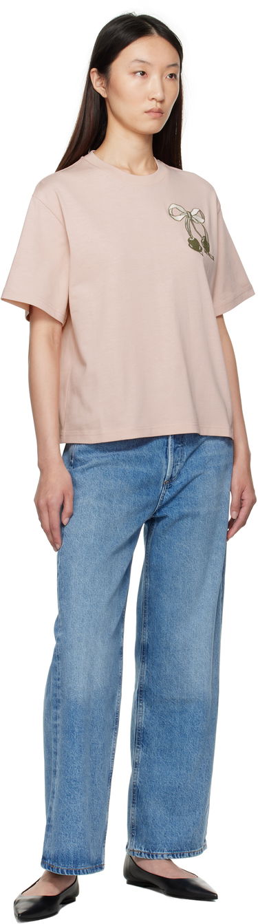 Tričko Moncler Moncler Embroidered Cherry Logo Cotton T-Shirt Ružová | K20938C0001189AUG, 3