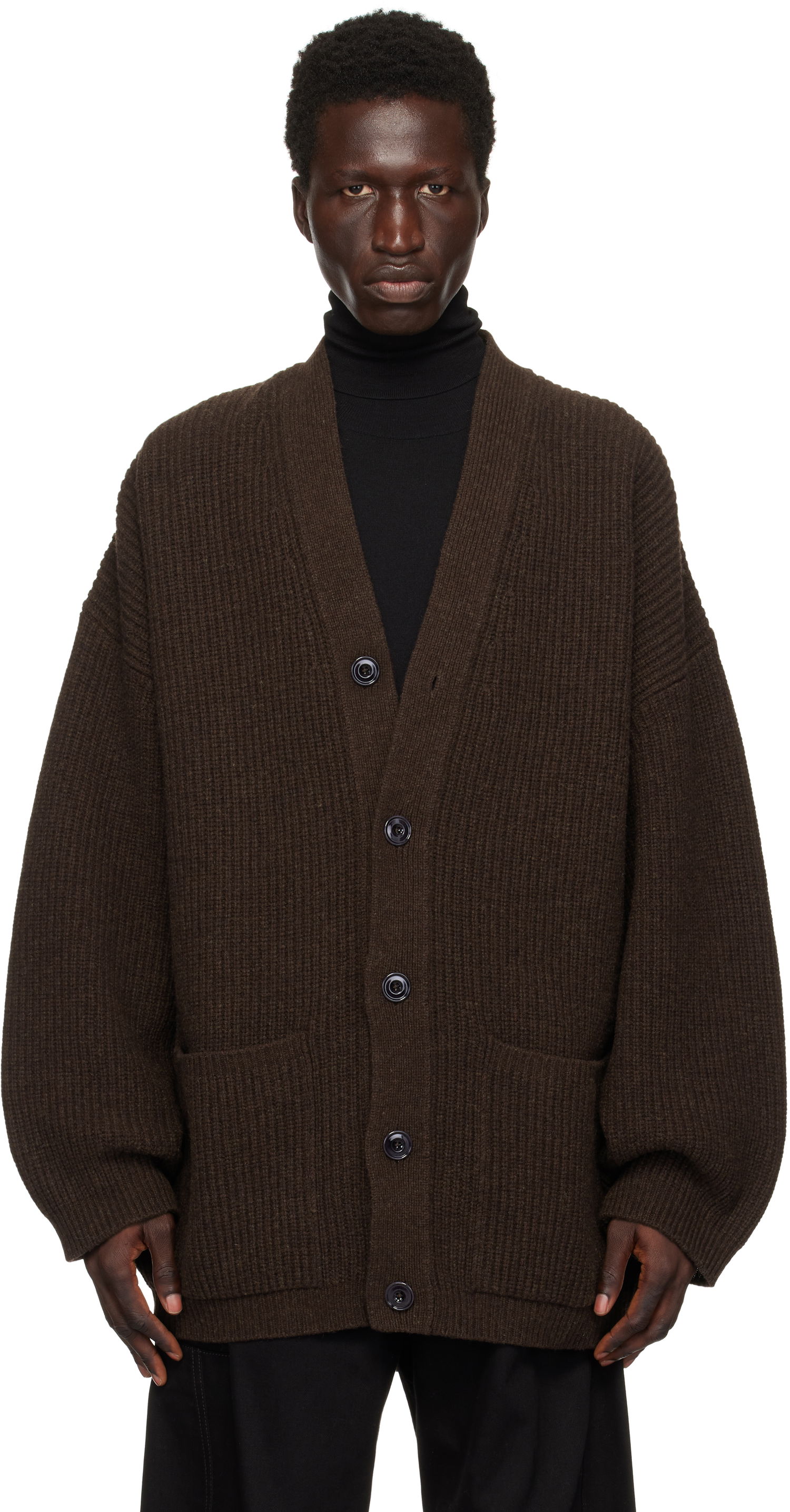 Sveter LEMAIRE Felted Cardi Cardigan Hnedá | CO1077 LK1027, 0