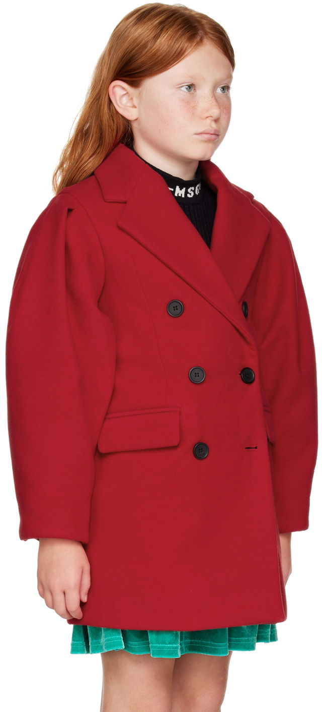 Kabáty MSGM MSGM Kids Double-Breasted Coat Červená | MS029142, 1