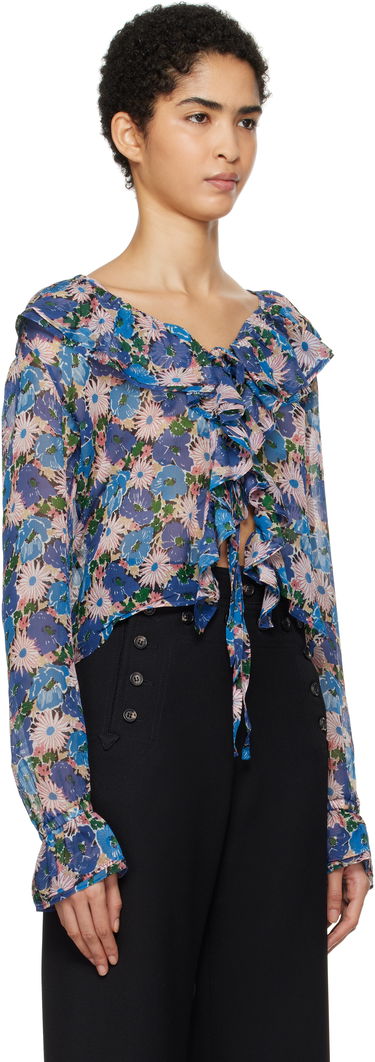 Košeľa Bode Bode Daisy Ruffle Tie-Front Blouse Modrá | WRF24SH042, 1
