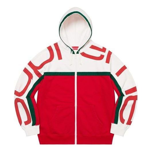 Mikina Supreme Big Logo Paneled Zip-Up Hoodie Červená | SUP-FW20-305