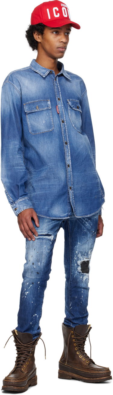 Košeľa DSQUARED2 Dsquared2 Dan Worker Pocket Denim Shirt Modrá | S74DM0904_S30341, 3