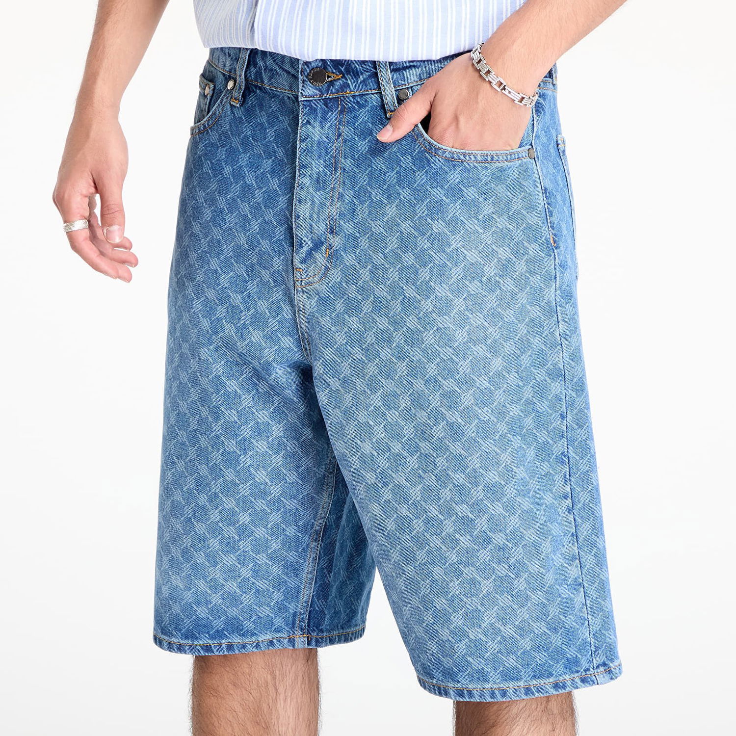 Šortky DAILY PAPER Daily Paper Monogram Denim Shorts Modrá | 2513057, 1