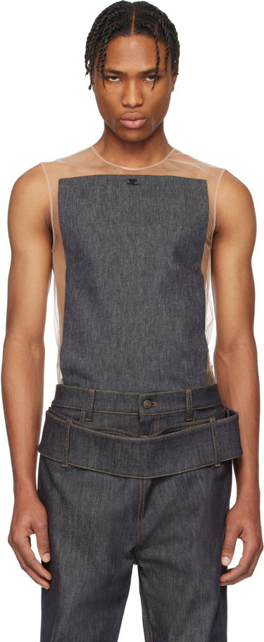 Tielko Courrèges Courrèges Illusion Square Denim Tank Top Béžová | 125JDE092DE0035, 0