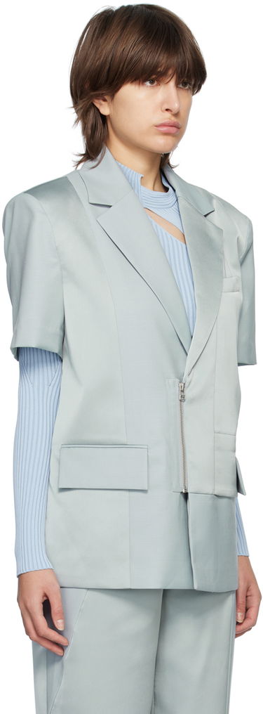 Bunda Feng Chen Wang Feng Chen Wang Short Sleeve Blazer Modrá | FMS15JK07, 1