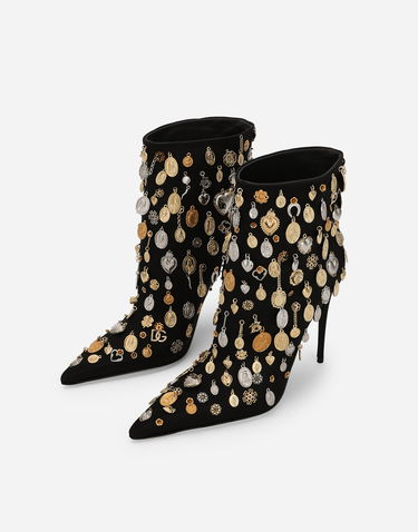 Doplnky Dolce & Gabbana Dolce & Gabbana Satin Embroidered Ankle Boots Čierna | CT1052AW1158M691, 3