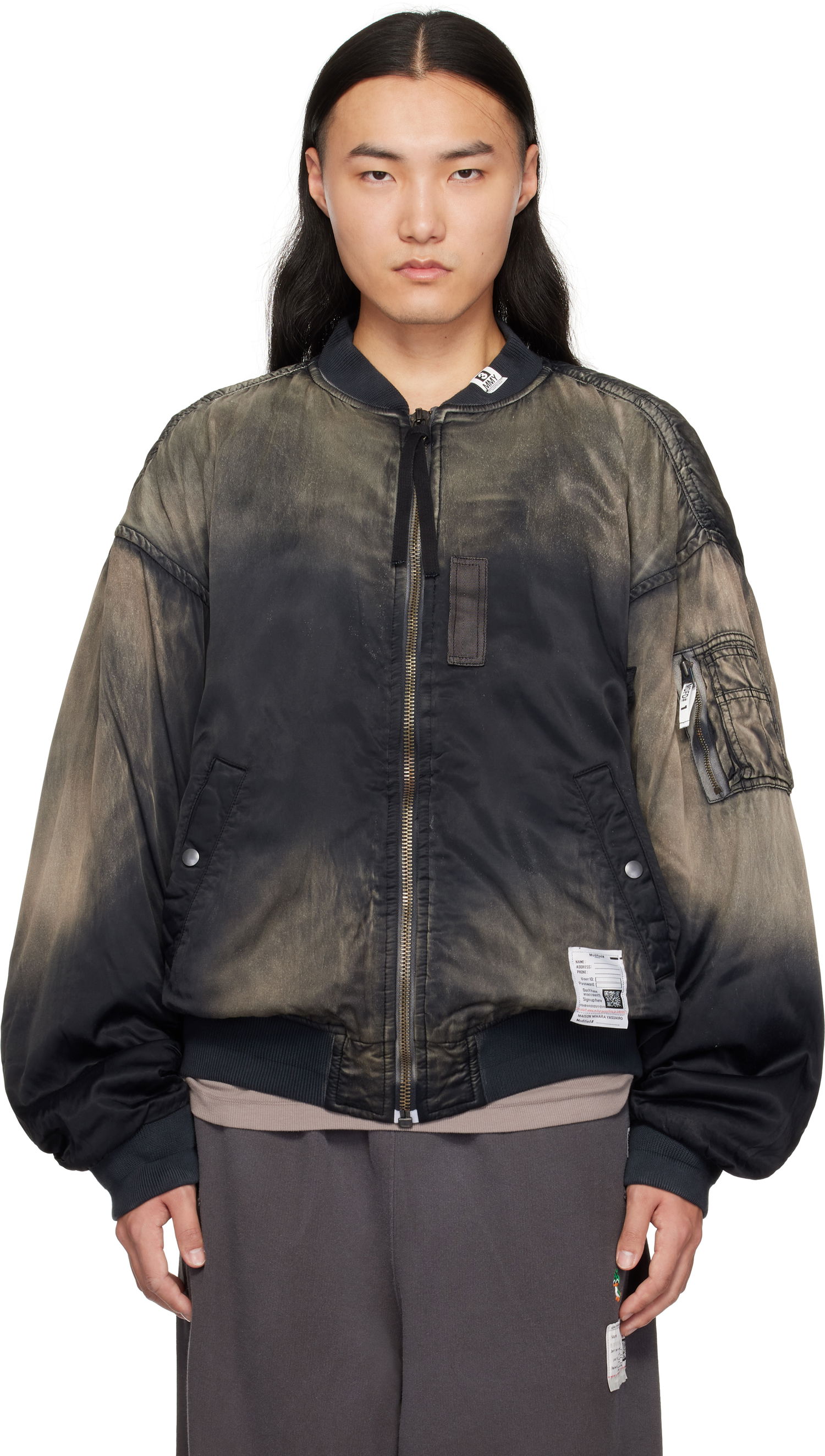Bomber bunda Maison MIHARA YASUHIRO MIHARA YASUHIRO Distressed Flight Bomber Jacket Čierna | J13BL151, 0