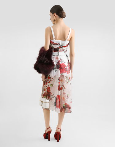 Crop Top Dolce & Gabbana Dolce & Gabbana Rose-Print Marquisette and Chiffon Corset Top Biela | F7AX5TIS1Y6HA5PD, 2