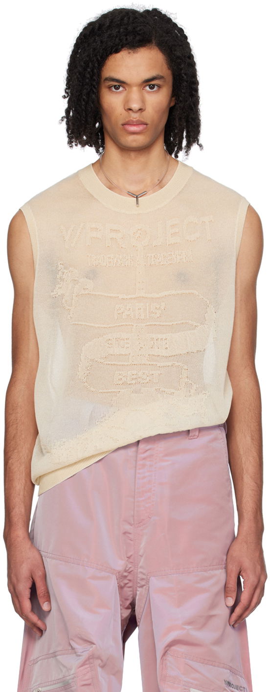 Beige Jacquard Tank Top