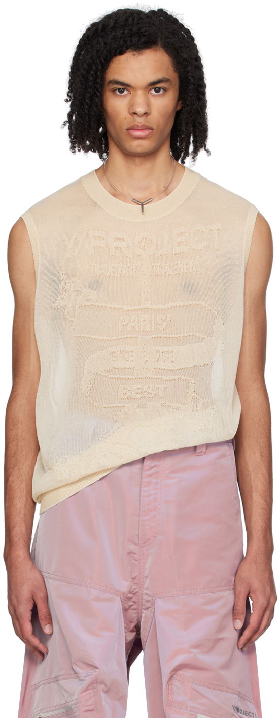 Tielko Y/PROJECT Beige Jacquard Tank Top Béžová | 206TO001, 0