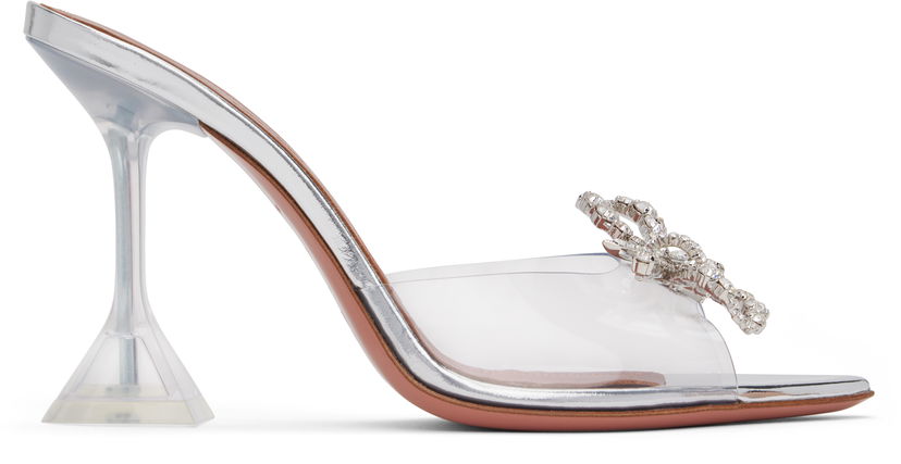 Doplnky Amina Muaddi Amina Muaddi Rosie Glass Slipper Heeled Sandals Metalická | ROSIE GLASS SLIPPER CL PVC