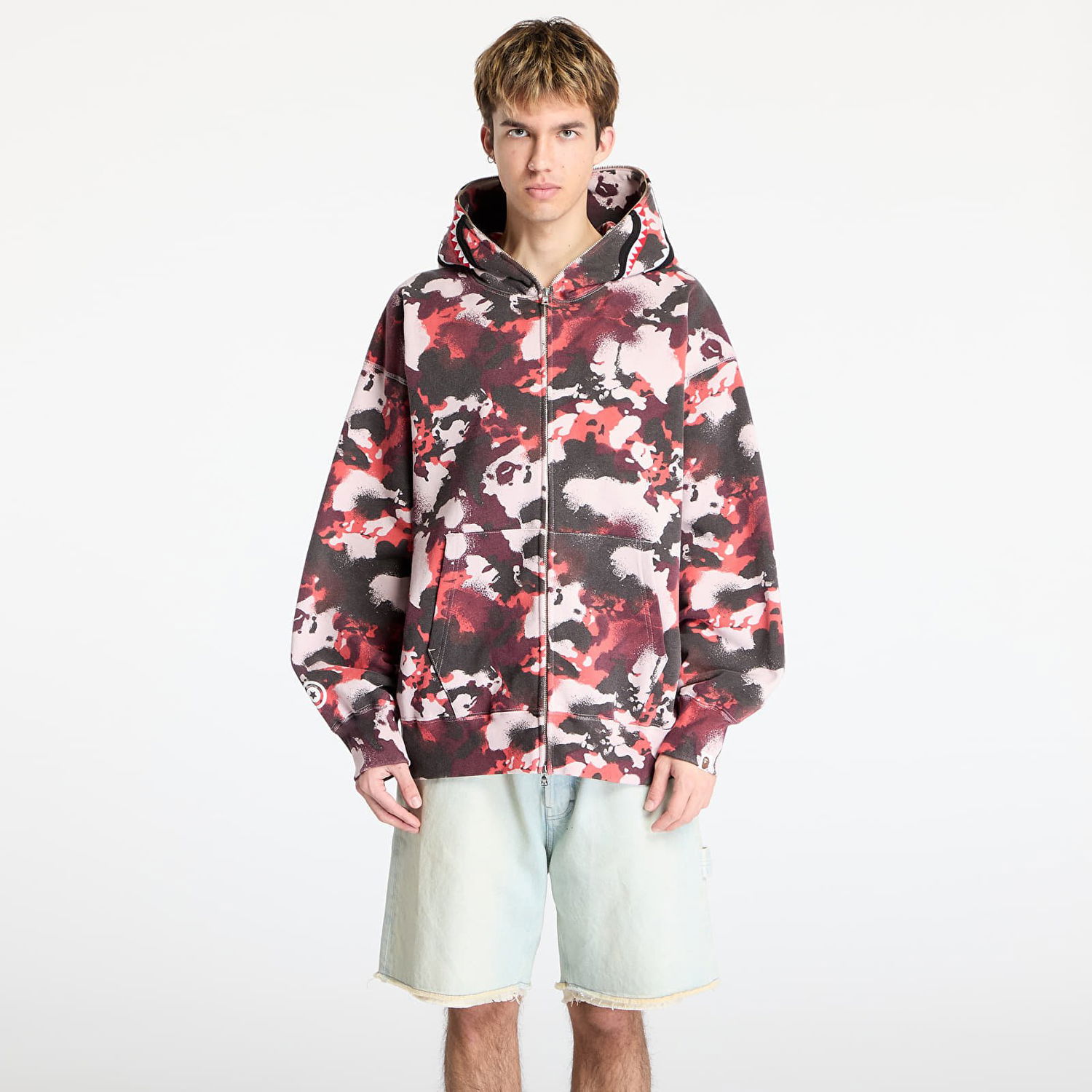 Mikina BAPE A BATHING APE Map Camo Shark Relaxed Fit Full Zip Hoodie Rôznofarebný | 001ZPL301001MRED, 0