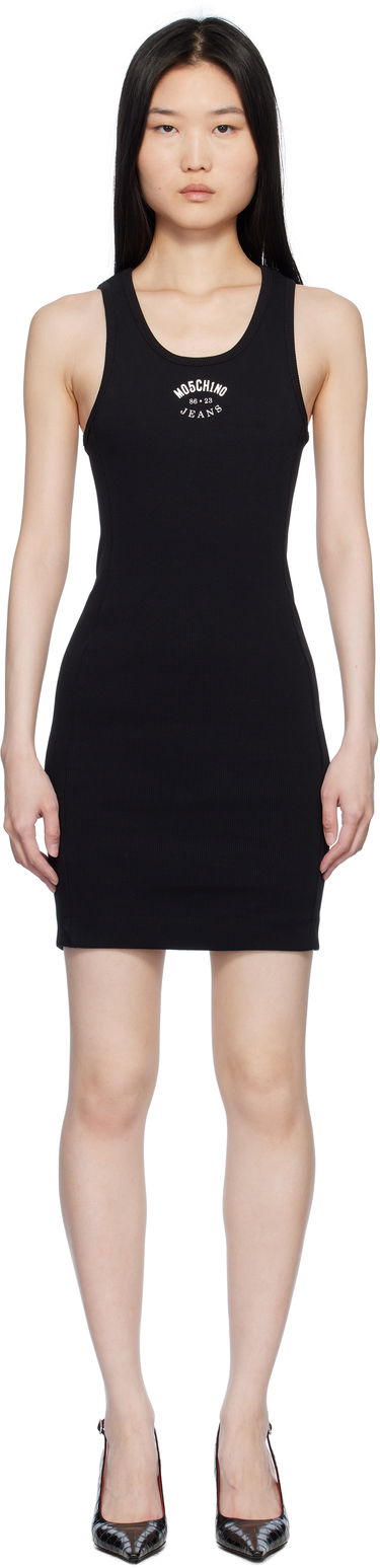 Šaty Moschino Moschino Jeans Stretch Cotton Logo Minidress Čierna | 251K10431, 0