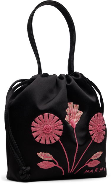 Kabelka Marni Small Scrunchie Floral Embroidered Drawstring Pouch Čierna | BMMP0164L0 P8534, 1