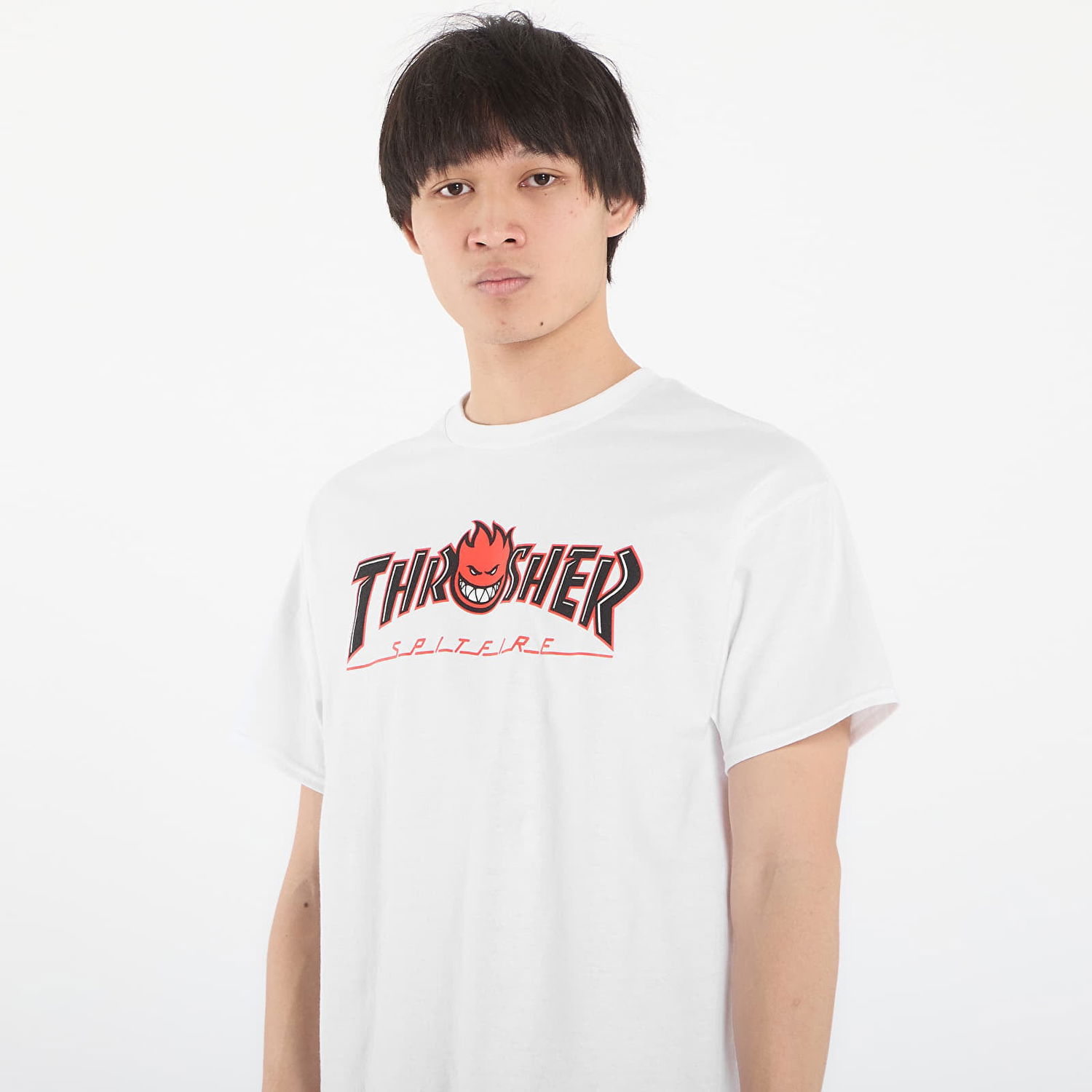 Tričko Thrasher Thrasher x Spitfire Big Head Outline T-Shirt Biela | 145831, 1