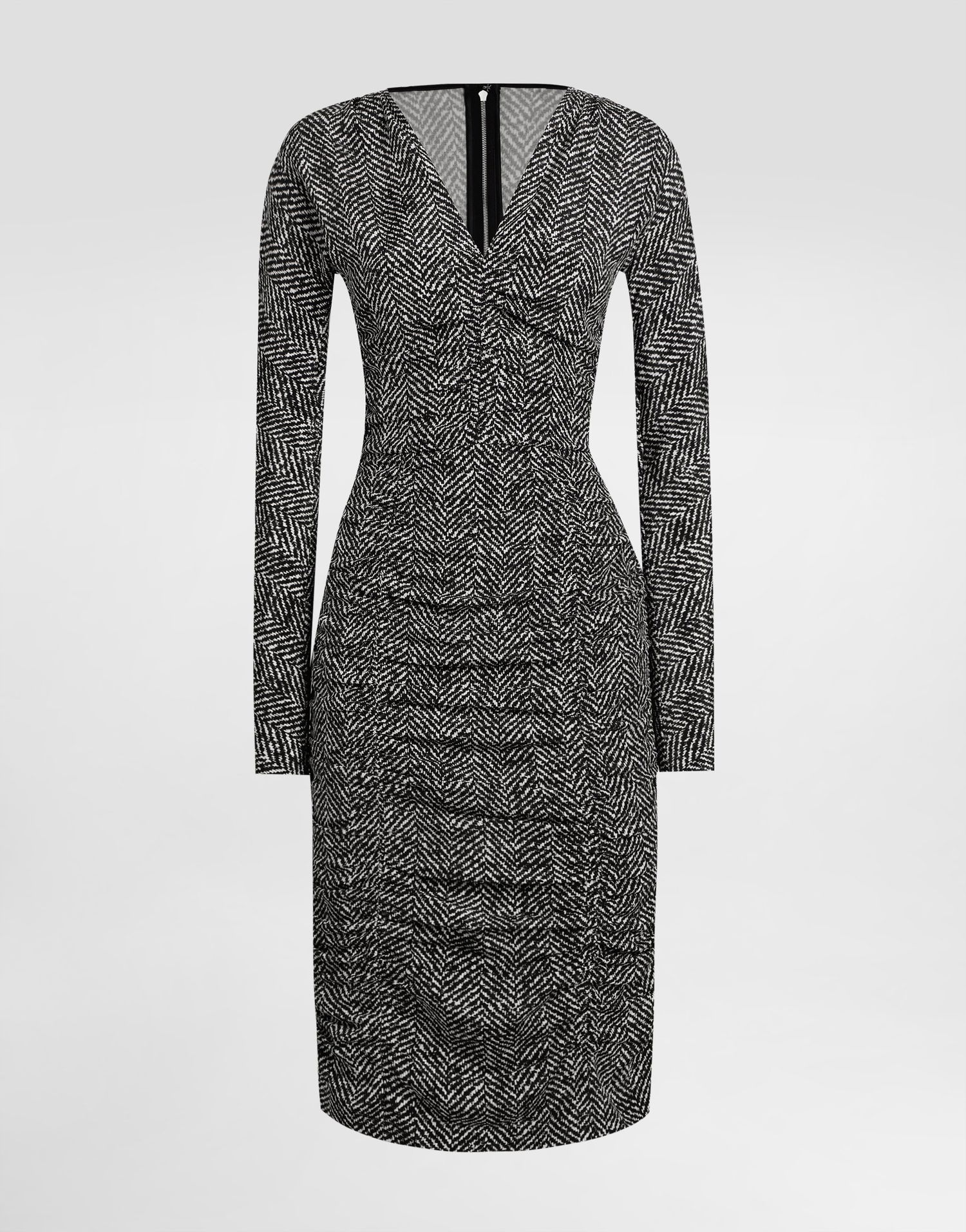 Šaty Dolce & Gabbana Dolce & Gabbana Chevron Print Cady Midi Dress Čierna | F6TWETFSA70HH5QS, 0