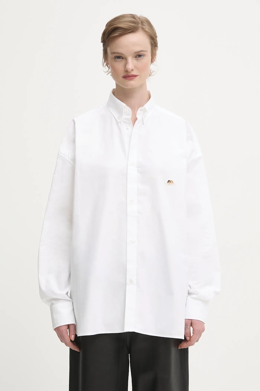 Košeľa Fiorucci Angel Patch Relaxed Fit Button-Up Shirt with Classic Collar Biela | W02SMTLO055CO01WH01, 0