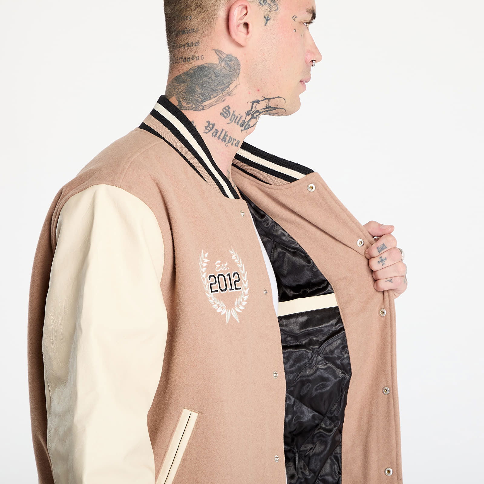 Lifestyle Beige Varsity Jacket