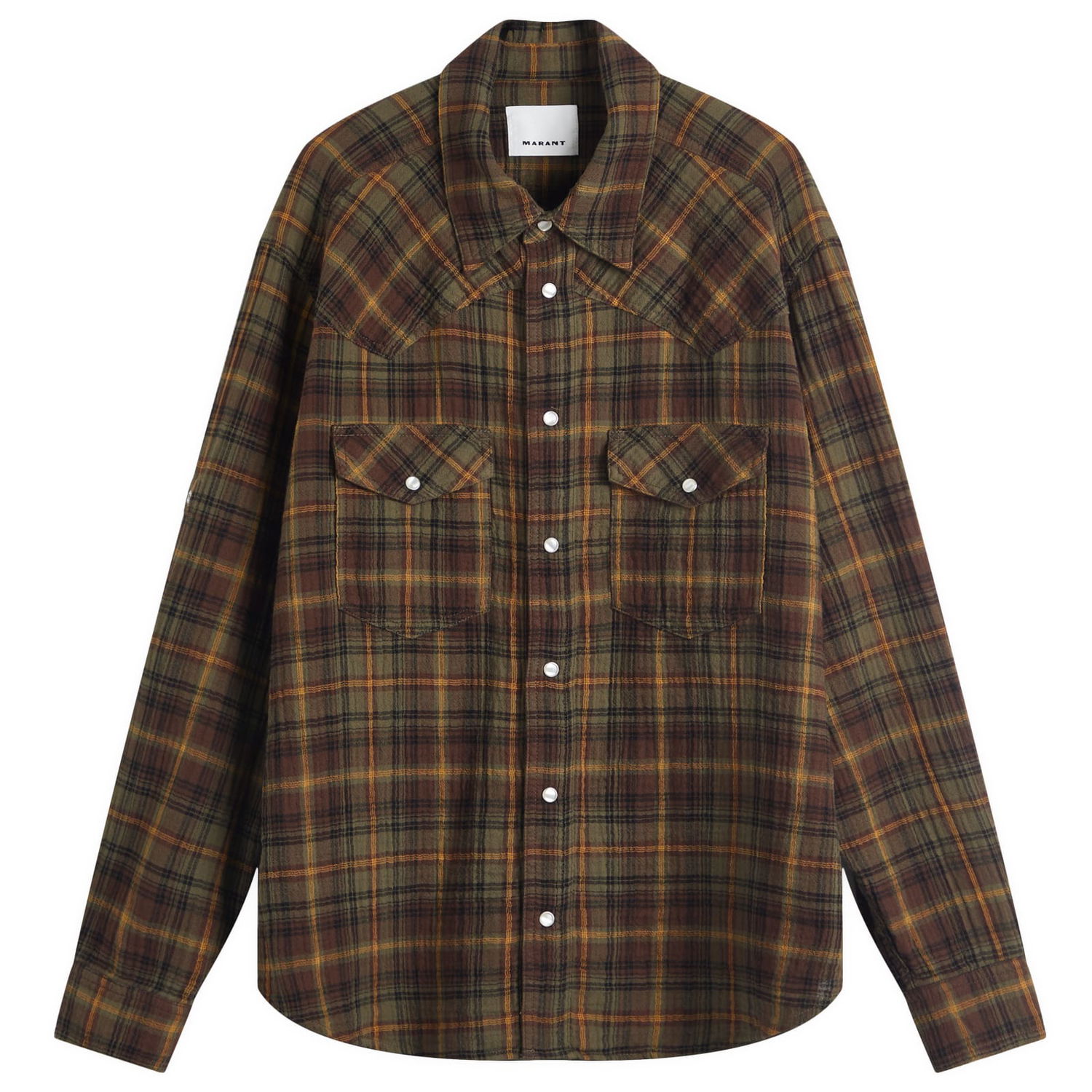 Košeľa ISABEL MARANT Isabel Marant Panema Plaid Shirt, Size Large Hnedá | 25PCH0225HA-C1I03H-KHBW, 1