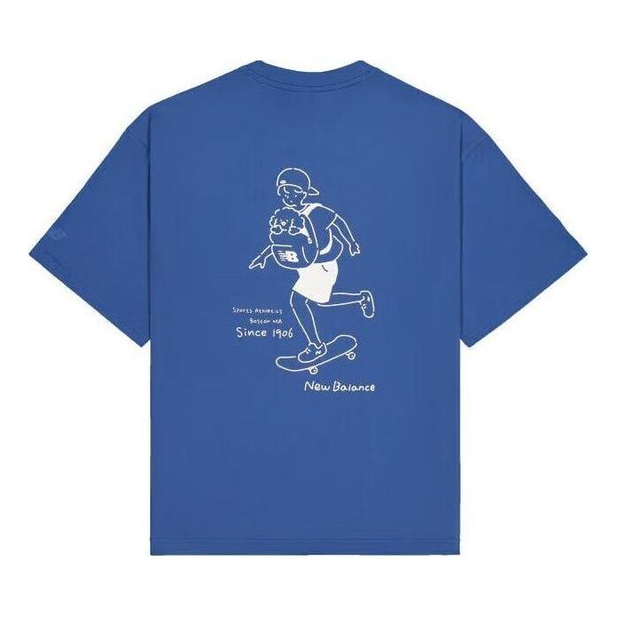 Tričko New Balance Wordmark Logo Graphic Skate T-Shirt Modrá | AMT42338-NYY, 0