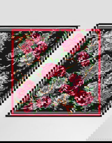 Šál Dolce & Gabbana Dolce & Gabbana Rose-Print Silk Twill Square Scarf Rôznofarebný | FN090RGDCUJHD5JA, 2