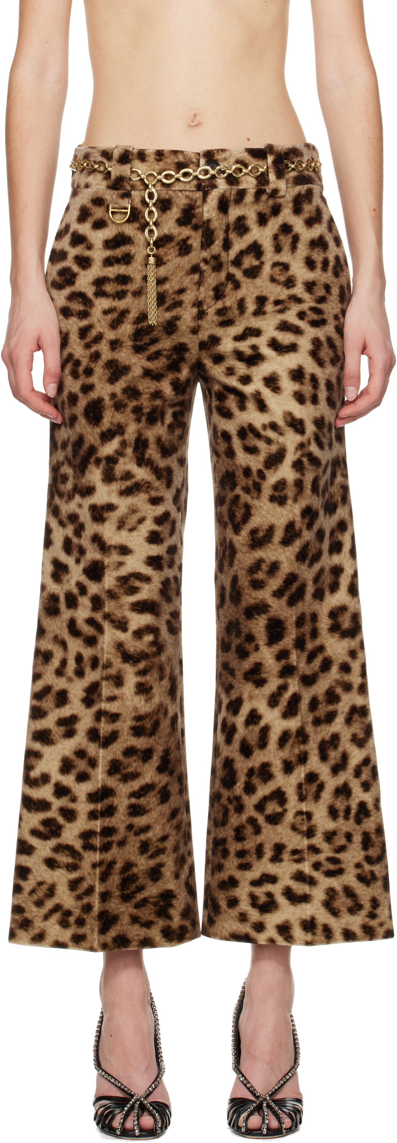 Nohavice CHLOÉ Chloé Cropped Bootcut Trousers Hnedá | CH25SPA31290, 0