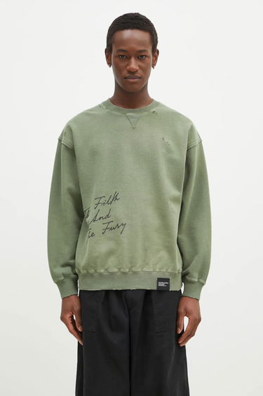 Mikina Neighborhood NEIGHBORHOOD Crewneck Sweatshirt with Distressing and Graphic Print Zelené | 242OKNH.CSM01, 0