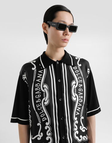 Košeľa Dolce & Gabbana Silk And Cotton Shirt With Bandana Print Čierna | GXV90TJFMKTHN9OA, 3