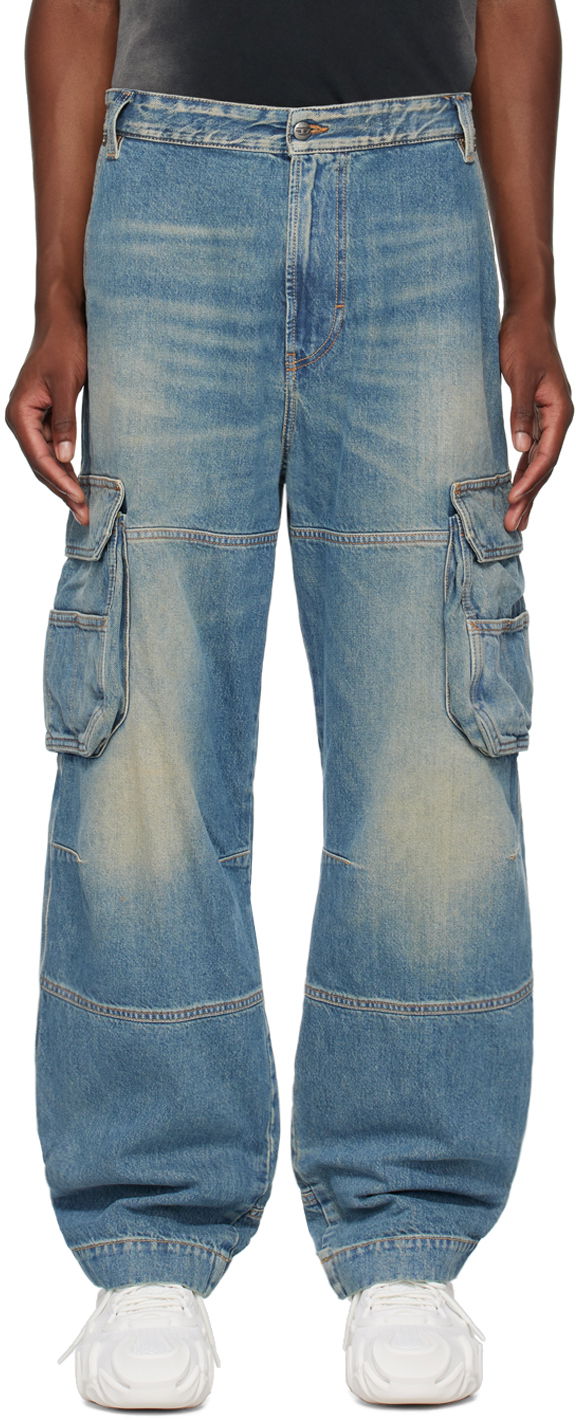 Cargo nohavice Diesel Straight D-Fish Denim Cargo Pants Modrá | A12833-09J83-01, 0
