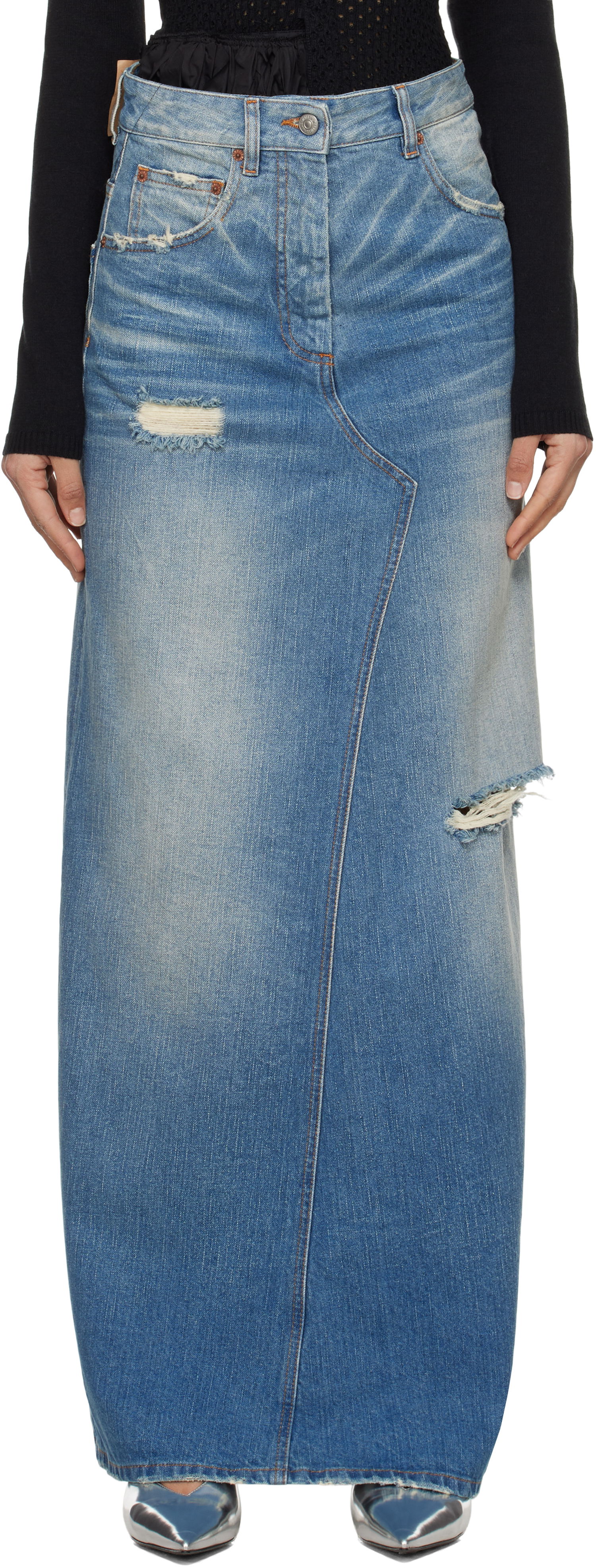 Sukňa Maison Margiela MM6 Maison Margiela Twisted Maxi Denim Skirt Modrá | S52MI0016 M30016, 0