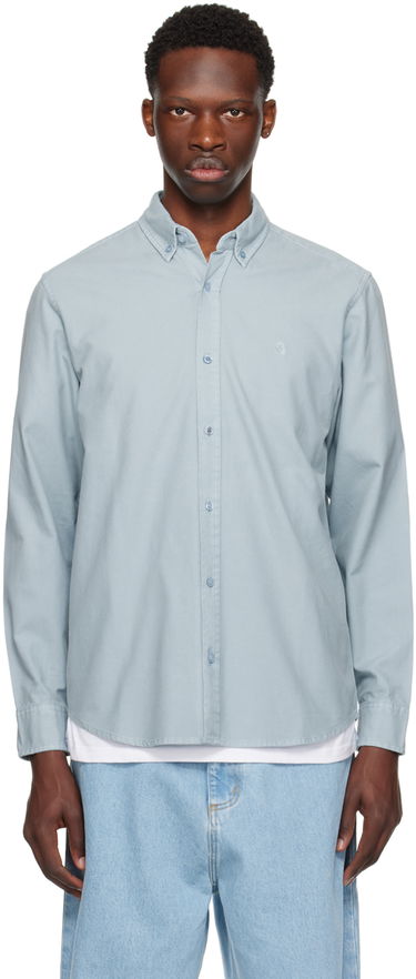 Košeľa Carhartt WIP Bolton Garment Dyed Shirt Modrá | I030238, 4