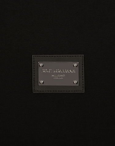Tričko Dolce & Gabbana Cotton V-neck T-shirt With Branded Tag Čierna | G8PT2TG7F2IN0000, 3