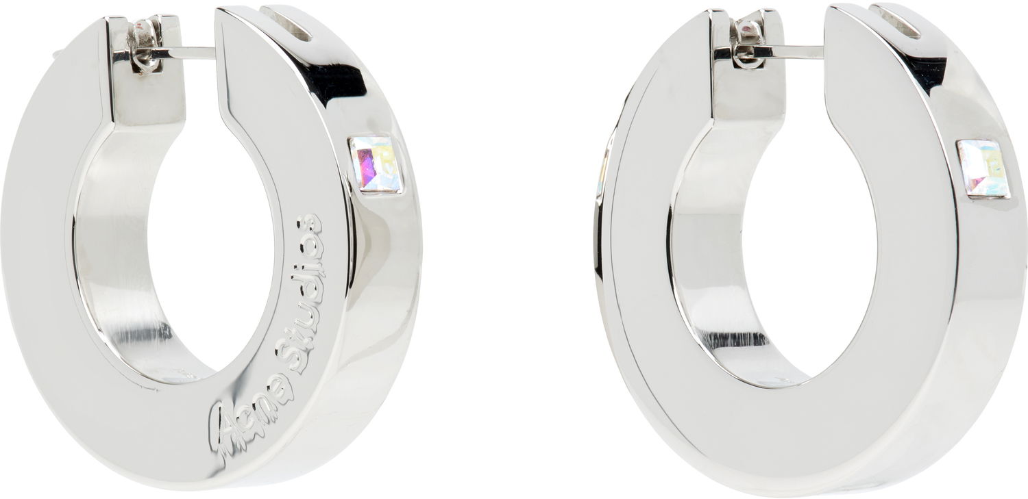Náušnice Acne Studios Acne Studios Crystal Hoop Earrings Metalická | C50459-, 1