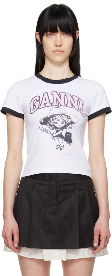 Tričko GANNI GANNI Basic Jersey Witch Graphic T-Shirt Biela | T4156, 0