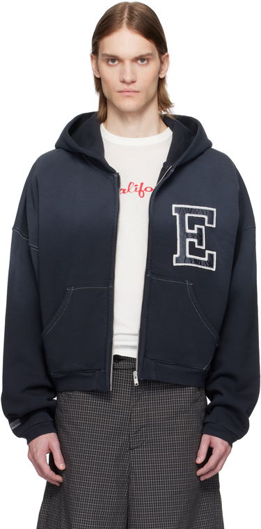 Mikina ERL ERL Varsity Oversized Zip-Up Hoodie Navy | ERL10T033, 0