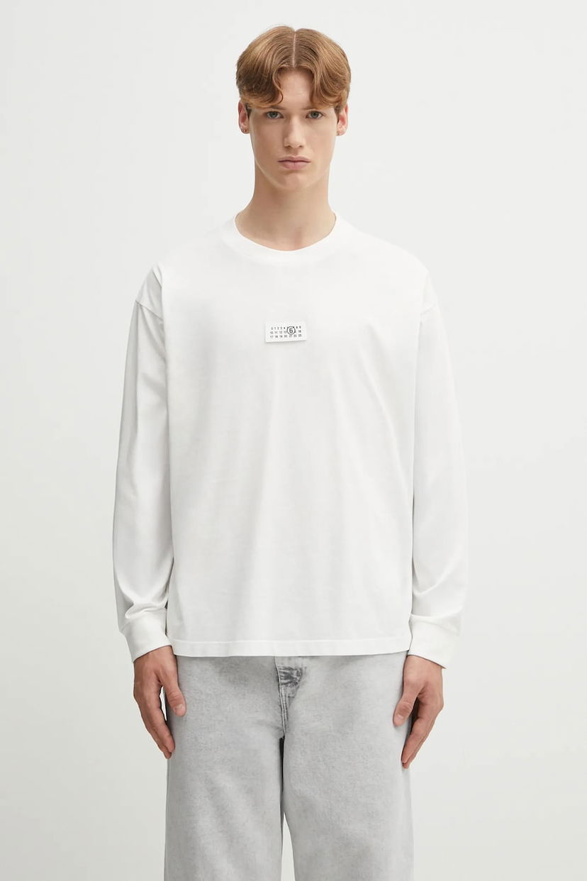 Tričko Maison Margiela MM6 Maison Margiela x MM6 Wardro Long Sleeve T-Shirt Biela | SH0GC0034.S24312.101