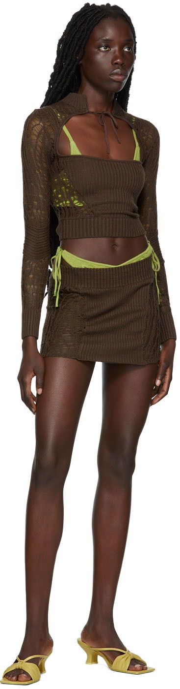 Sukňa GUIZIO Guizio Knit Mini Skirt Hnedá | MCMS 2, 3