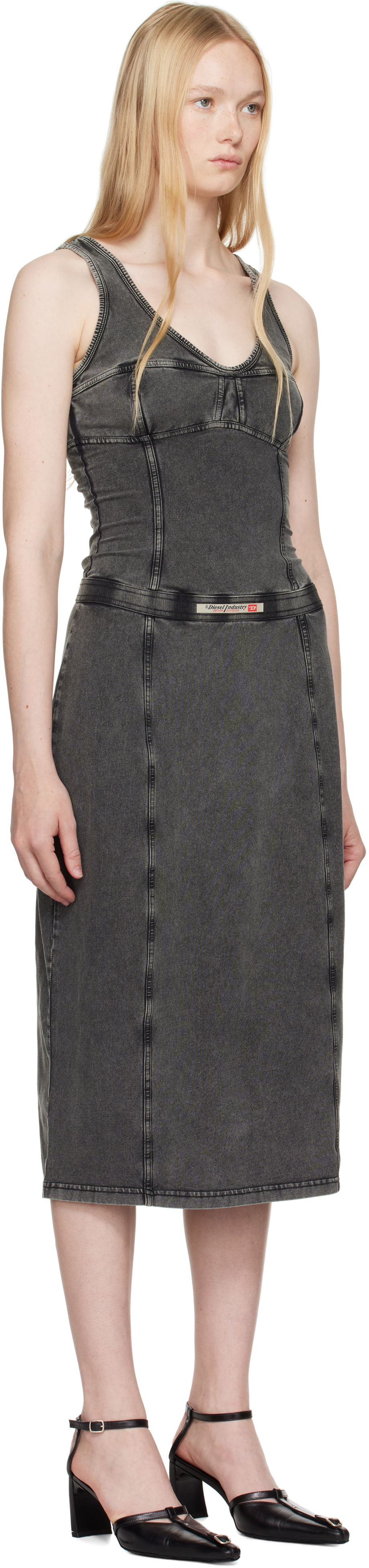 Šaty Diesel Diesel D-Inny Midi Dress Šedá | A16591 0NJBJ, 1