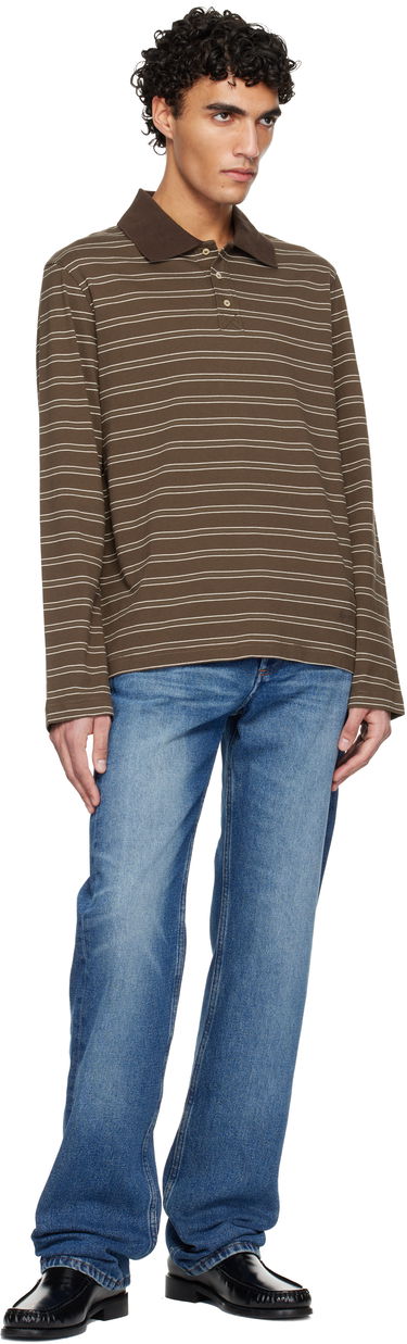 Polo tričko A.P.C. A.P.C. Long-Sleeve Striped Polo Hnedá | COHLV-H26519, 3