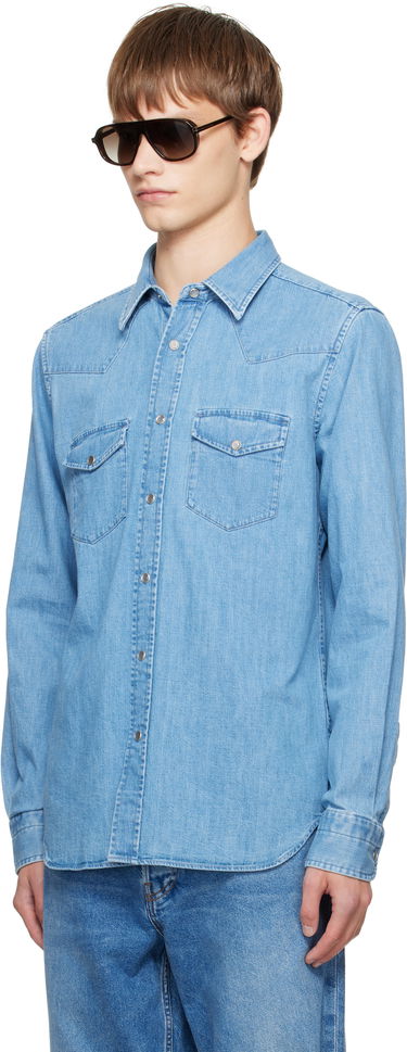 Košeľa Tom Ford TOM FORD Western Denim Shirt Modrá | HDS001-FMC239, 3